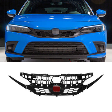 MMOMOTORSPORT Front Grille For 2022 2023 11th Gen Honda Civic 4 Door Sedan Honeycomb Style